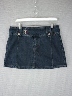 Vintage Y2K First Kiss Low Rise Micro Mini Denim Skirt Skort Low Rise Size 9